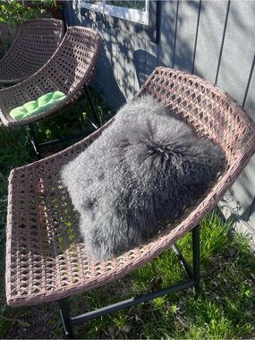 Real Fur Gray Sheepskin Accent Pillow